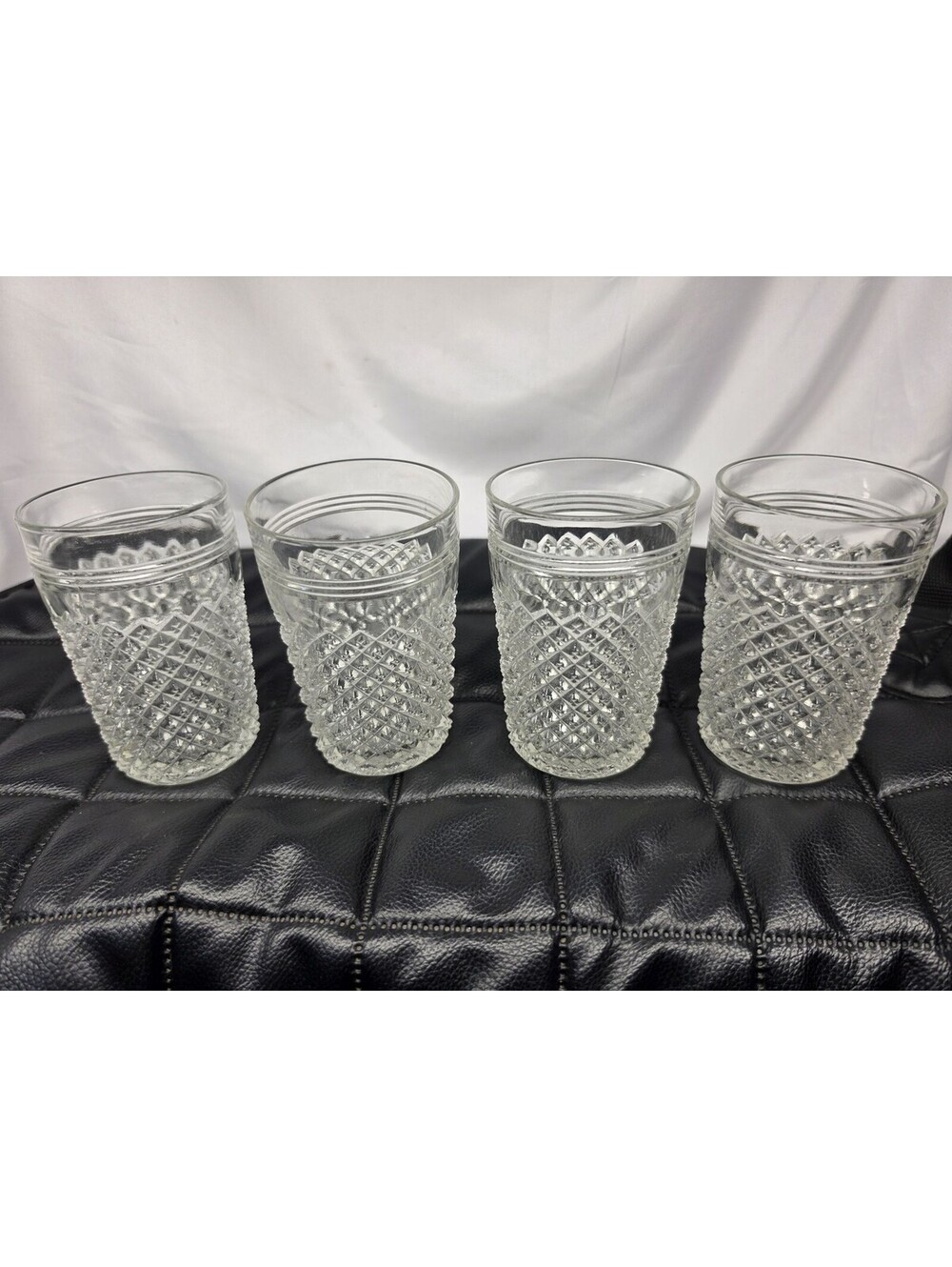 4 Anchor Hocking Miss America Clear Depression Glass 10oz Flat Tumblers
